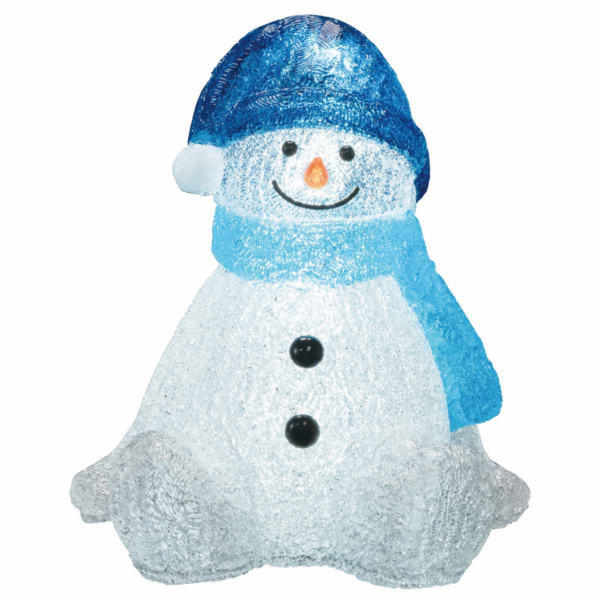 LEDモチーフライト おすわりスノーマン ブルー 高さ40cm