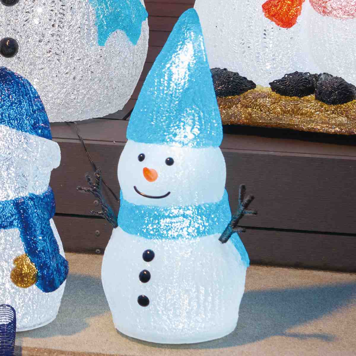 LEDブリリアントモチーフライト とんがり帽子スノーマン 高さ43cm