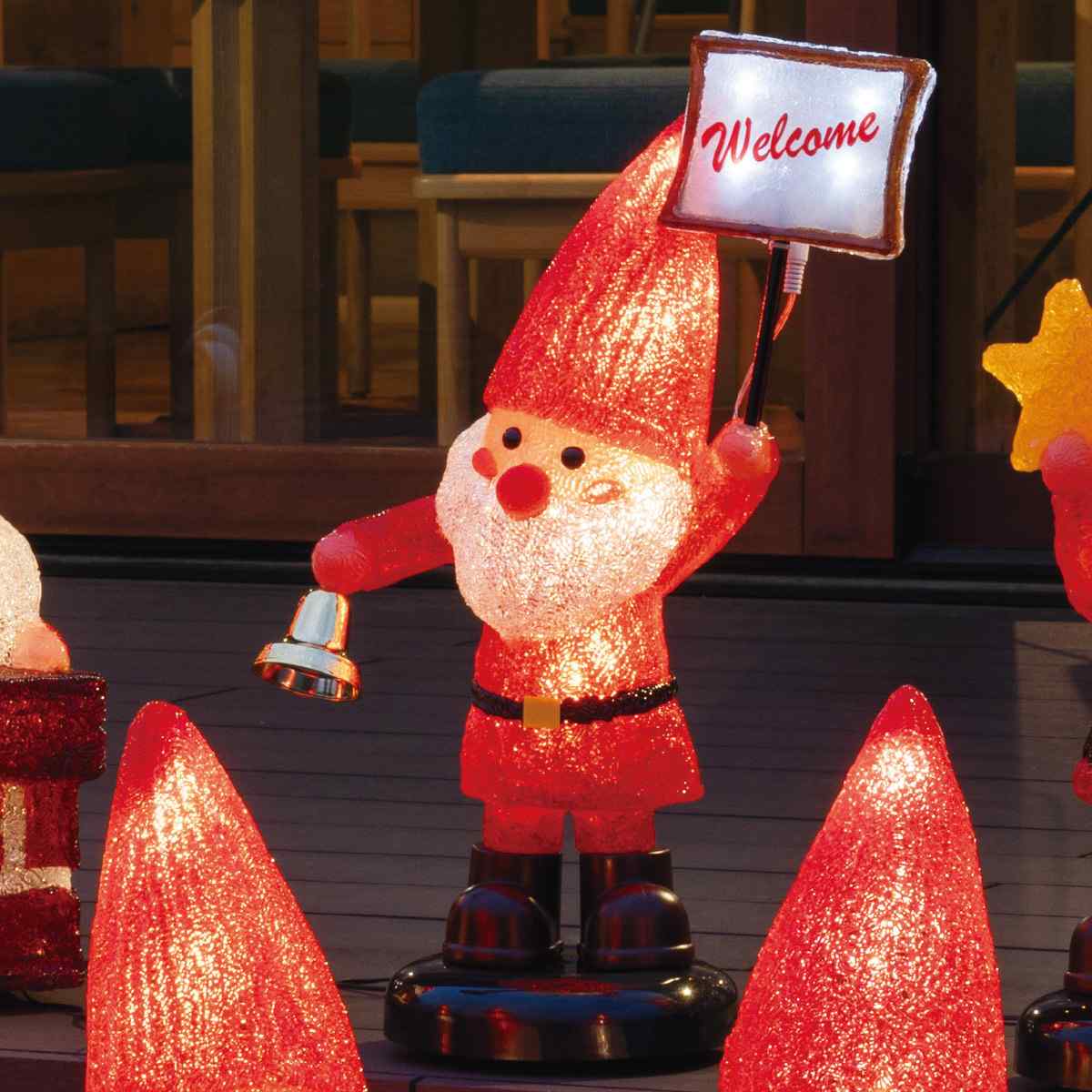 LEDモチーフライト【サンタの森】ウェルカムプレート 高さ52cm
