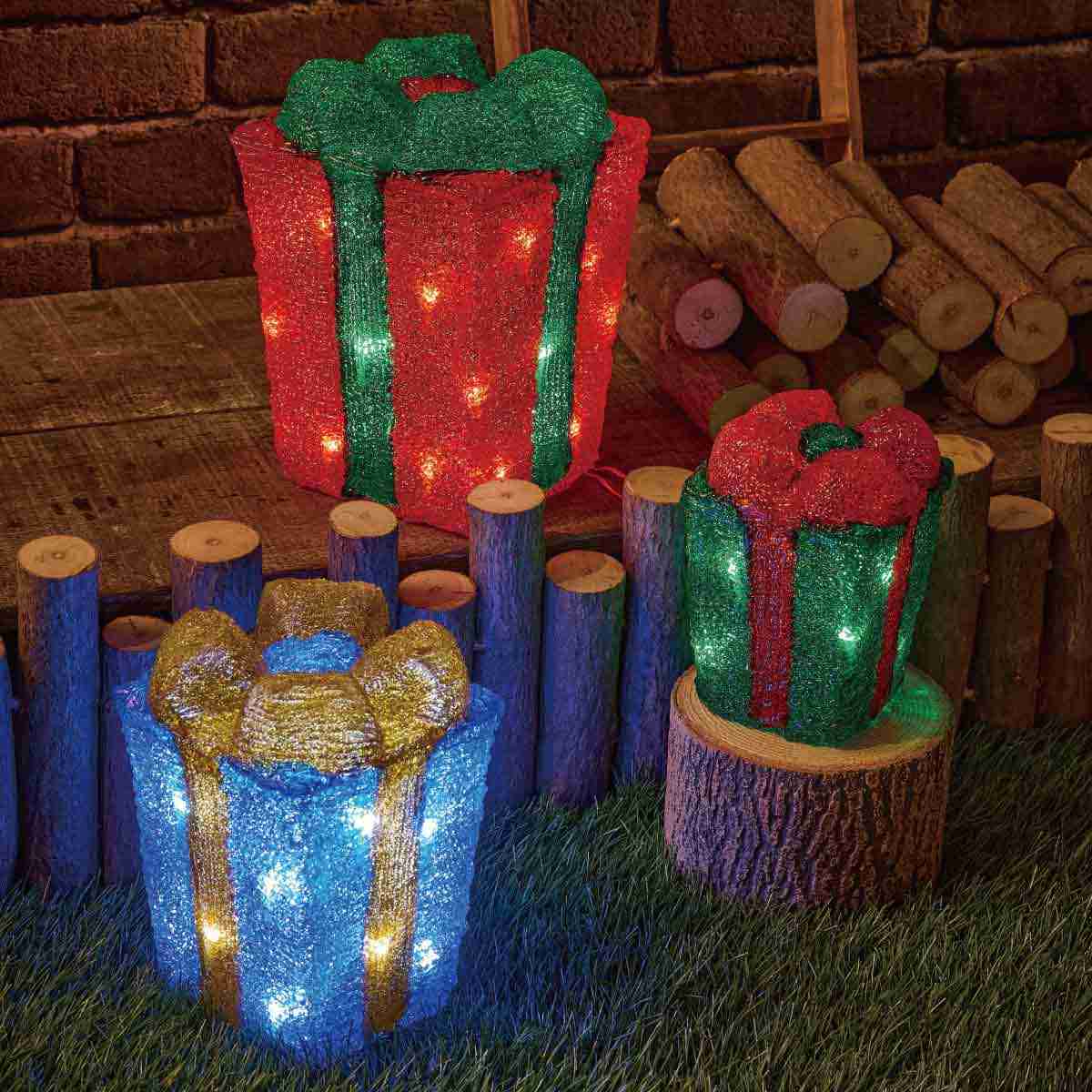 LED3連プレゼントボックス イルミネーションライト