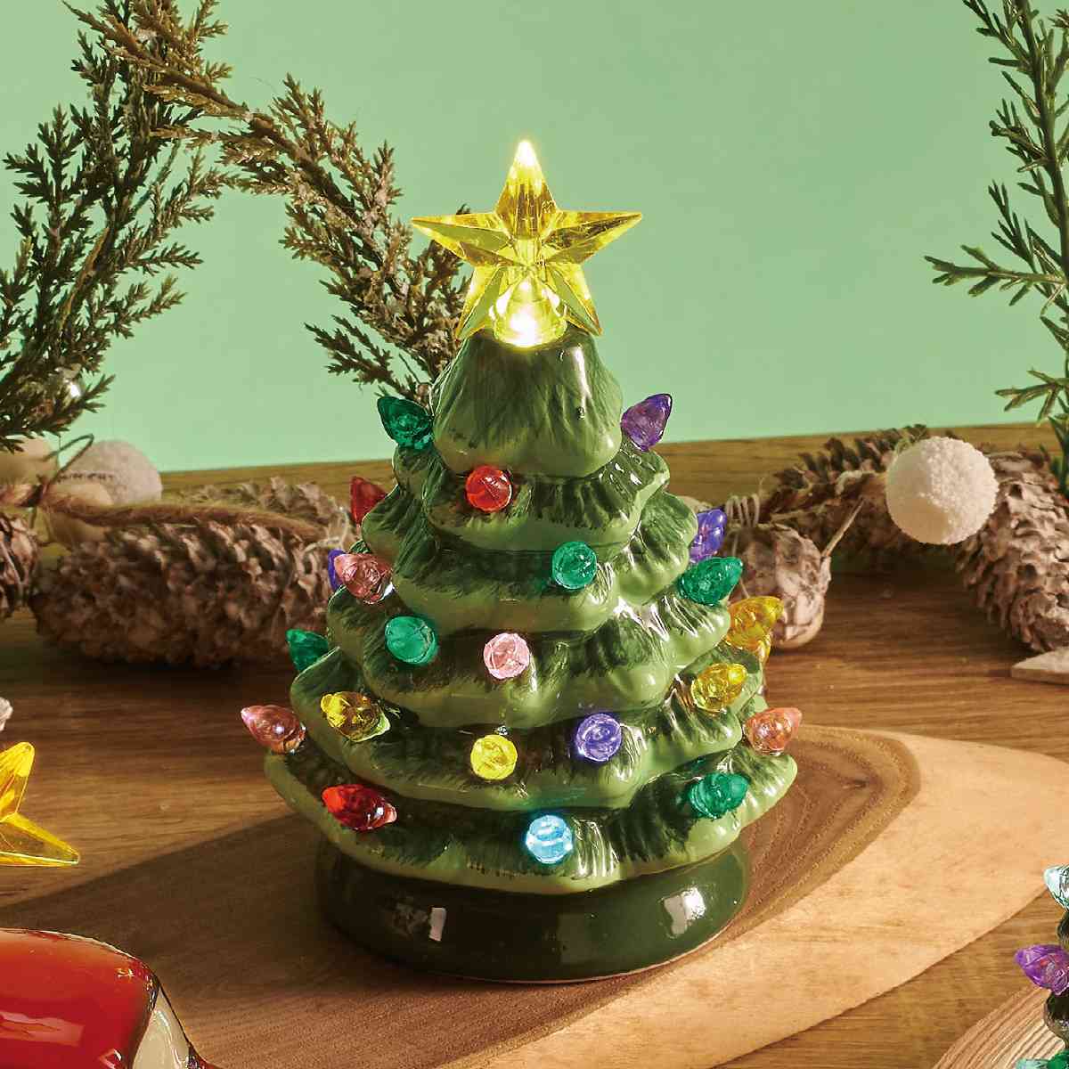 LEDセラミックスタンド クリスマスツリー 幅10×高さ18cm