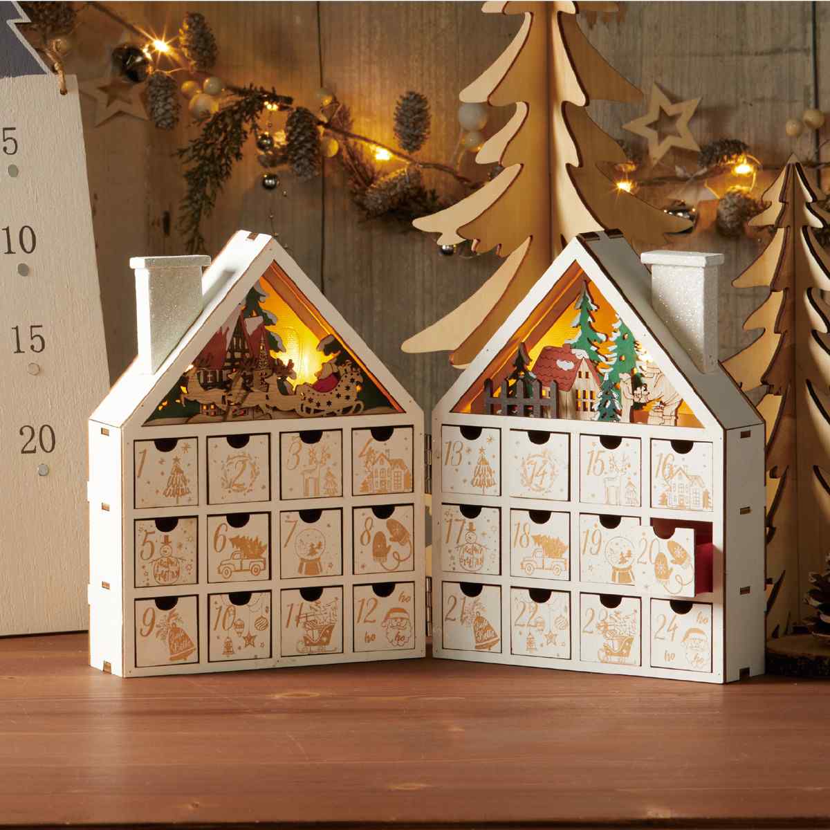 木製 ハウス型 クリスマス アドベントカレンダー LEDライト付き 楽天市場】【創業70年！老舗クリスマスツリー専門店