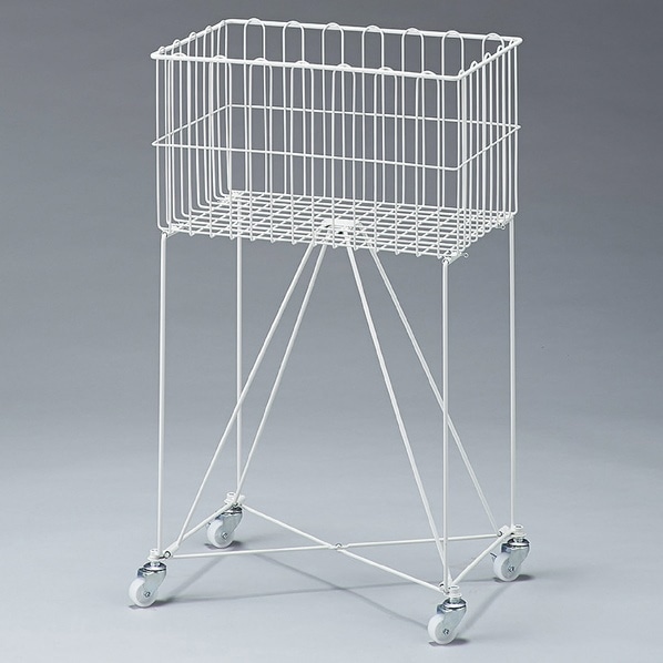 スモールバスケットワゴン 深型幅45cm ホワイト〔ストエキオリジナル〕