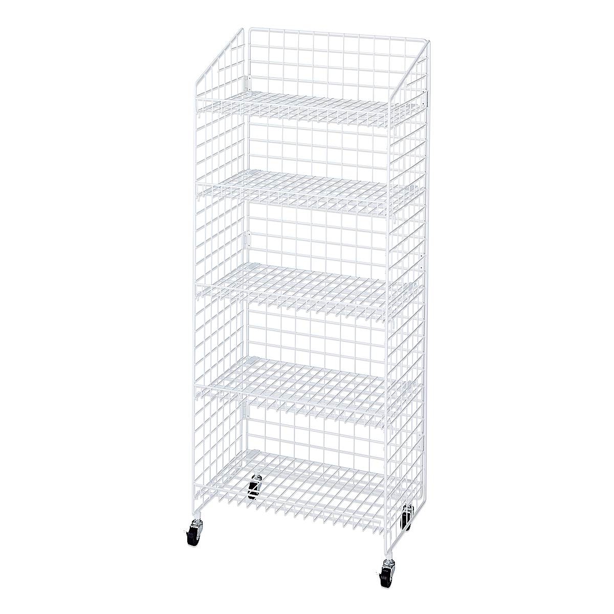 (3)高さ150cm棚5段展開白