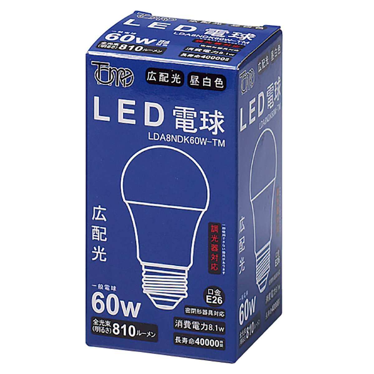 東京メタル工業 LED電球 一般電球40W形相当・60W形相当 調光器・密閉器具対応 40W形 昼白色［型番：LDA5NDK40W-T2］  【通販】ストア・エキスプレス