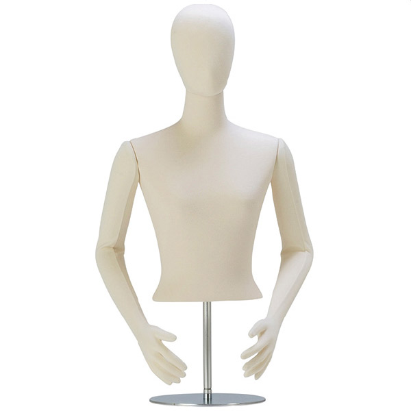 婦人9号 卓上トルソー 頭付 ニット布張 腕付