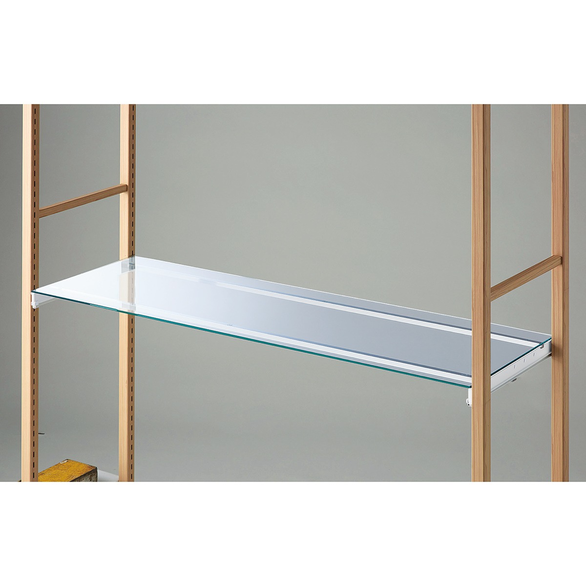 ガラス棚セットW90cm ホワイト〔ストエキオリジナル〕 枠無し 5mm厚