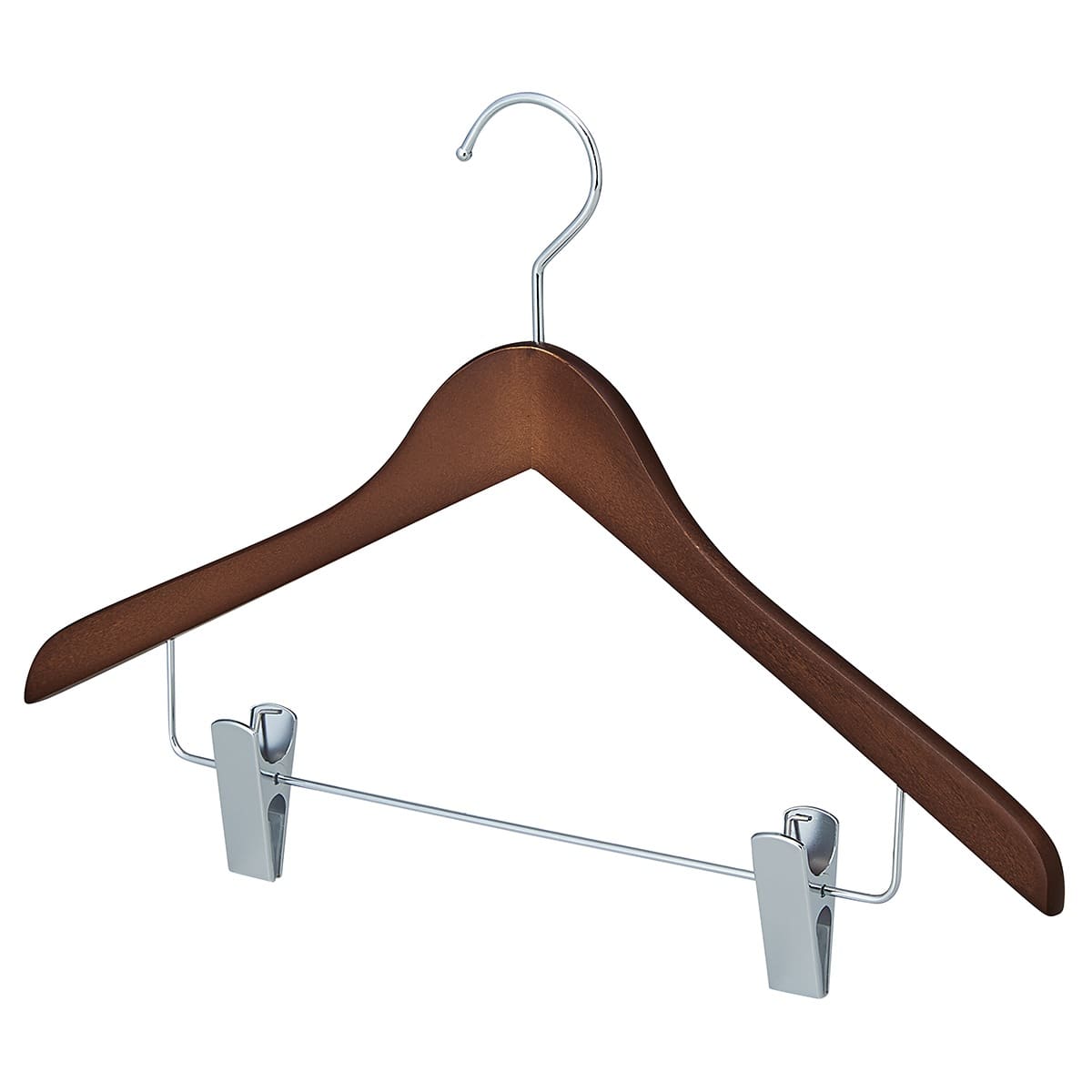 【10本】木製コーディネートハンガー ヴィンテージブラウンボトム下型クリップ付き〔ストエキオリジナル〕