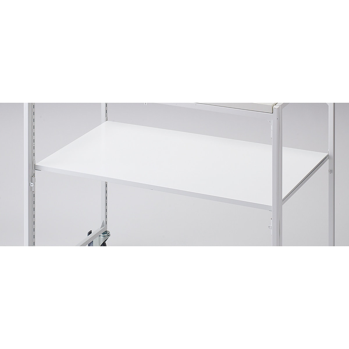 幅90×奥行55cm中間スチール棚セット ホワイト用 新型ハコマルシェワゴン本体幅90×奥行60cm用〔ストエキオリジナル〕