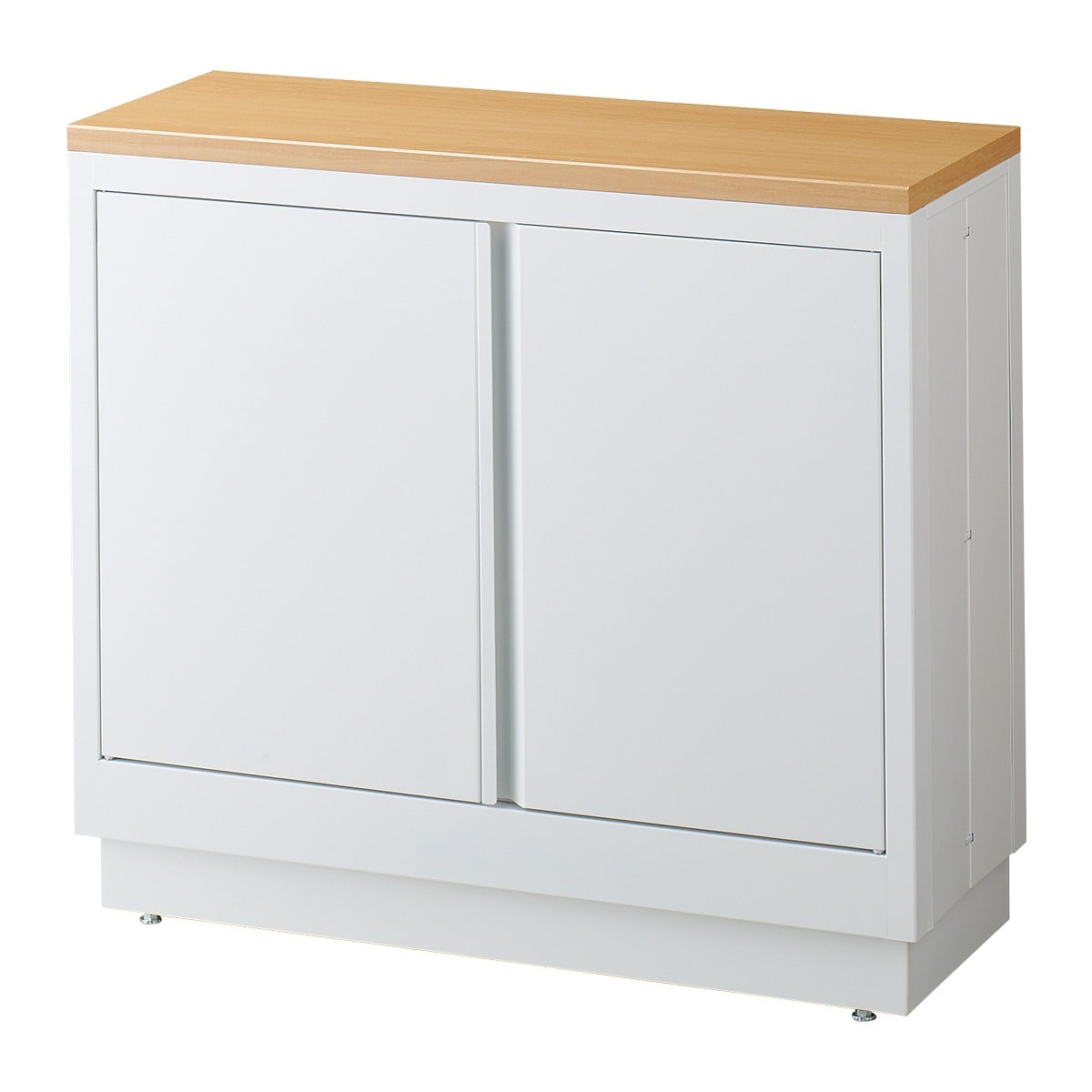 ファブルストレージBOXセット幅90cm×奥行35cm:ホワイト×エクリュ木製天板(強化コート紙木棚)〔ストエキオリジナル〕