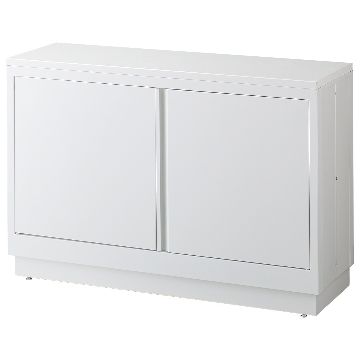 ファブルストレージBOXセット幅120cm×奥行40cm:ホワイト×ホワイト木製天板(強化コート紙木棚)〔ストエキオリジナル〕
