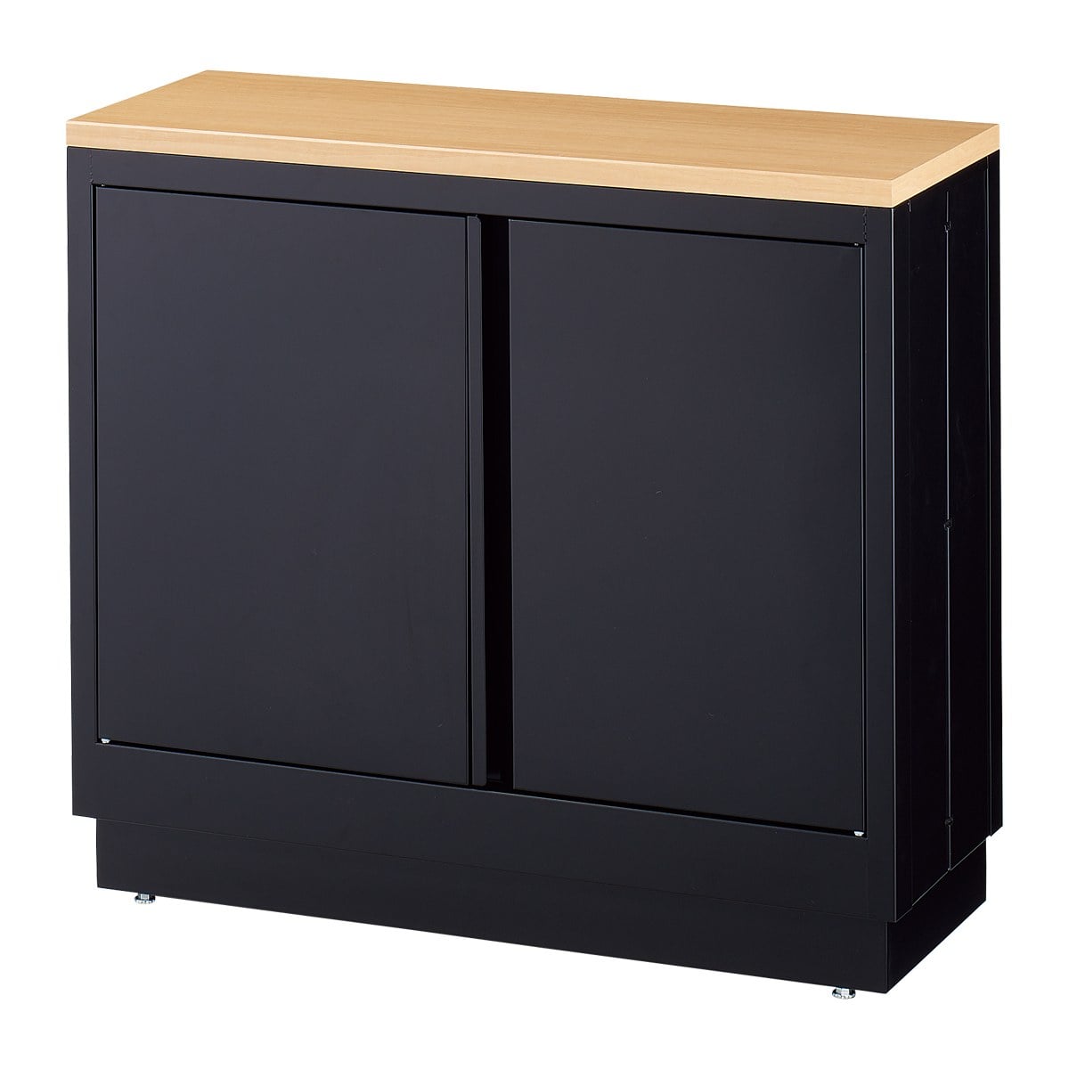 ファブルストレージBOXセット幅90cm×奥行35cm:ブラック×ラステック柄木製天板(強化コート紙木棚)〔ストエキオリジナル〕