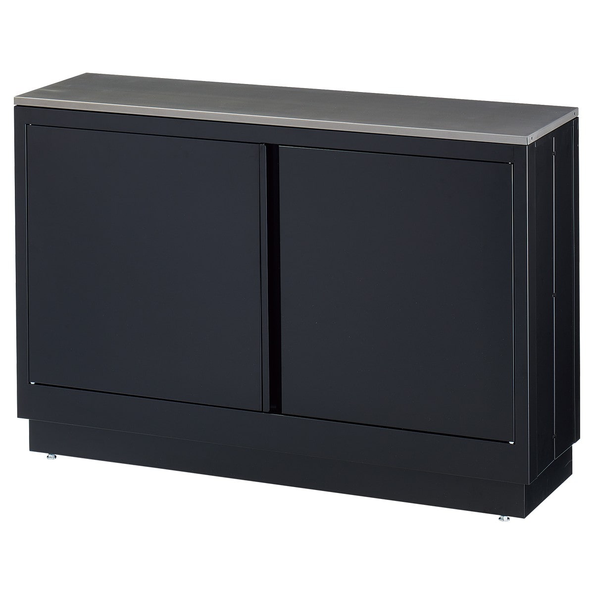 ファブルストレージBOXセット幅120cm×奥行35cm:ブラック×スチールクリア天板(18mm厚スチール棚)〔ストエキオリジナル〕