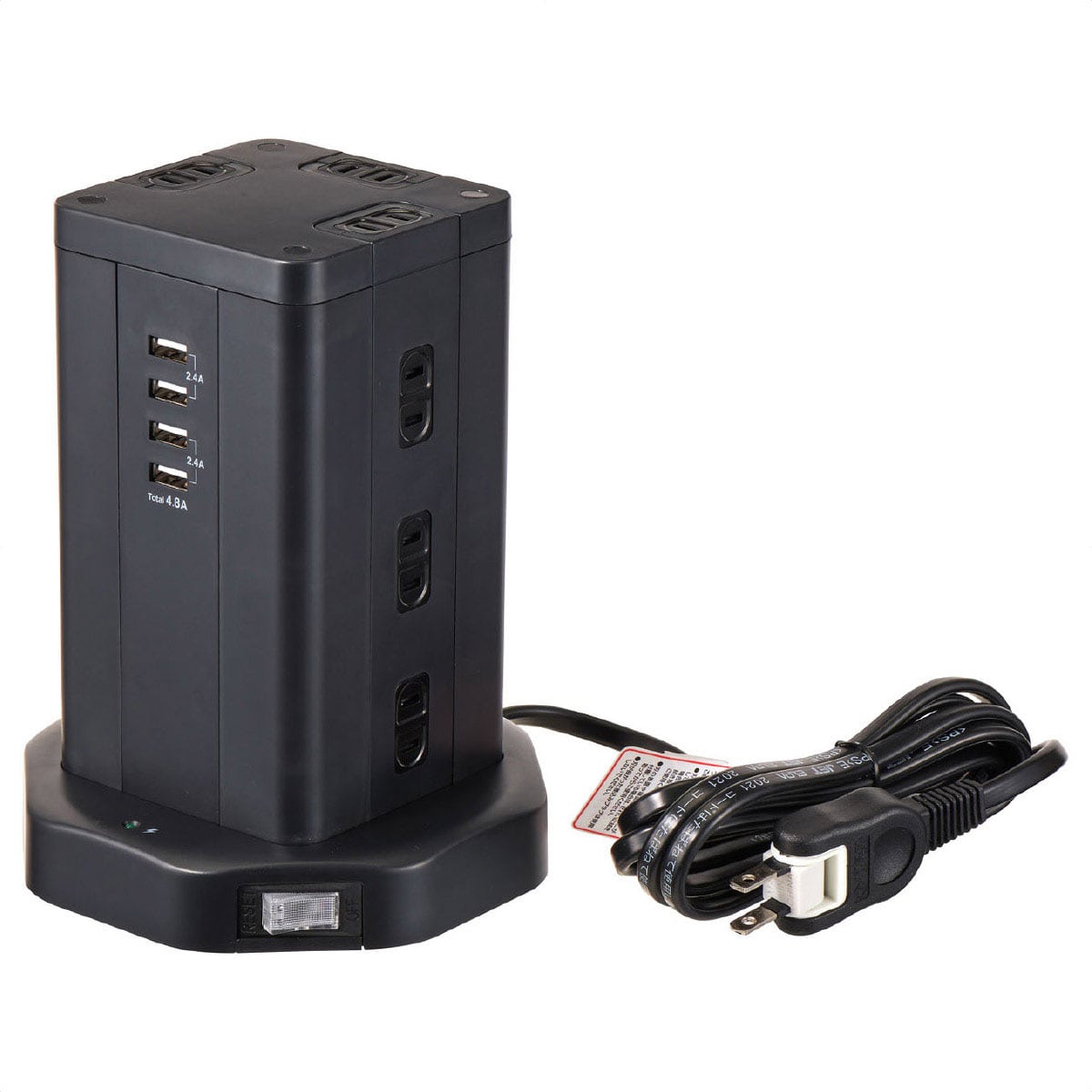 タワー型集中スイッチ付タップ 12P4USB