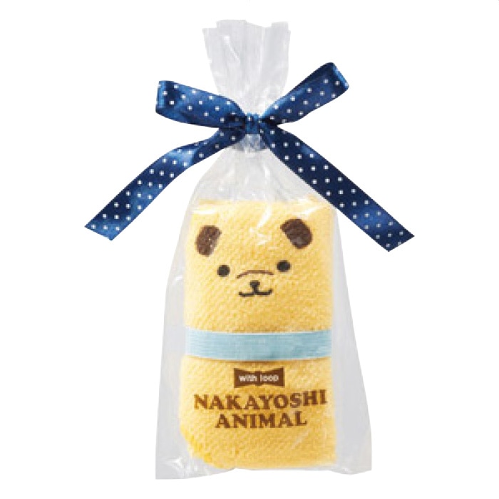 【320枚】ループ付 なかよしアニマルハンカチタオル(4色アソート)