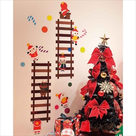 ウォール＆ウインドウステッカー はしごサンタクリスマス 窓シール