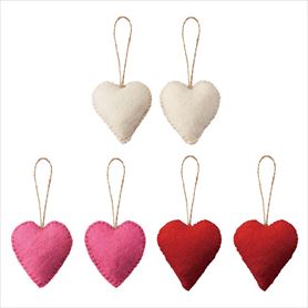 6個 ウールハートオーナメント バレンタインセット