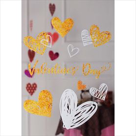 バレンタインウィンドウシール 手書きハート 
