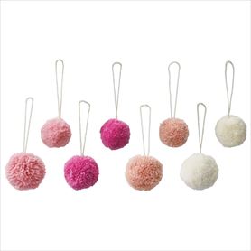 ポンポンオーナメント16個セットピンク