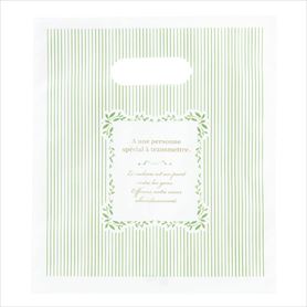 【100枚】 手提げポリ袋 ミントストライプ