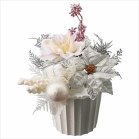 ホワイトポインセチア造花ポット 幅18cm