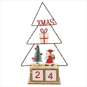 LED木製アドベントスタンド クリスマスツリー 幅18cm