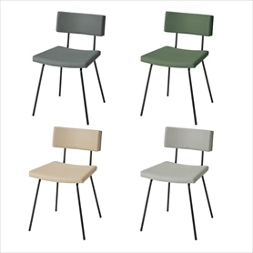 スチール脚バックデザインチェア