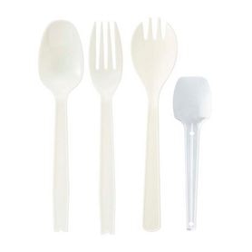 プラスチックスプーン&フォーク(個包装)白