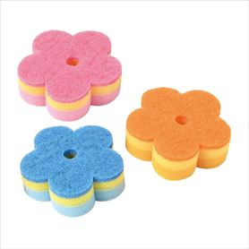 150個 フラワーダイカットキッチンスポンジ