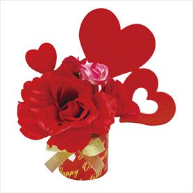 ハートローズポット(造花)高さ19cm