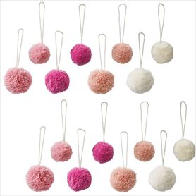 ポンポンオーナメント16個セットピンク