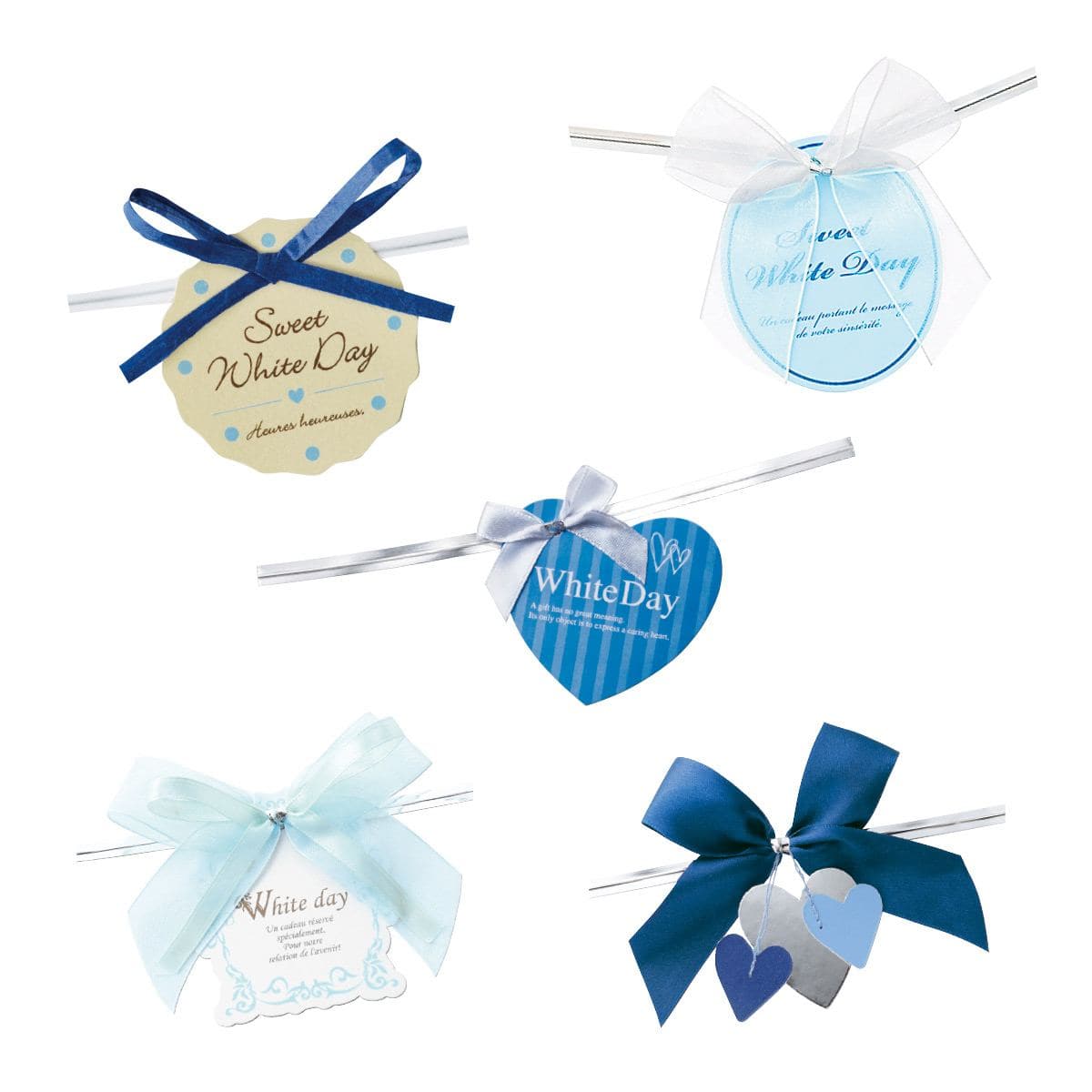 10個【HEADS】リボン付きワイヤータイ ホワイトデー
