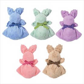 100個 ふんわりうさぎタオルハンカチ