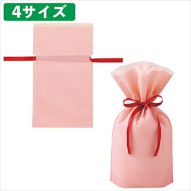 10枚 不織布リボン付きギフトバッグ スモーキーピンク