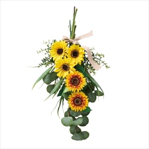 ひまわり造花スワッグ62cm〔ストエキオリジナル〕