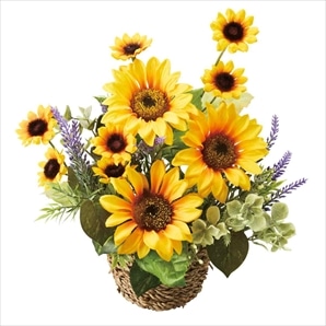 ひまわりバスケット造花アレンジ〔ストエキオリジナル〕