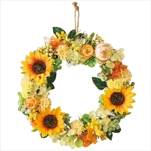 ひまわり造花リース30cm