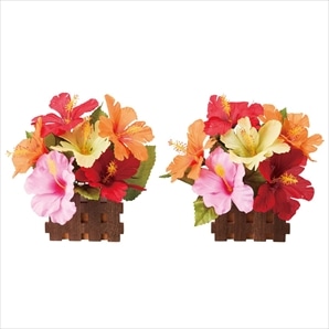 2個 ハイビスカス造花垣根スタンド