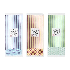 90枚 健康長寿フェイスタオル 多幸ストライプ柄