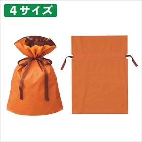 【20枚】 梨地リボン付きギフトバッグ オレンジ