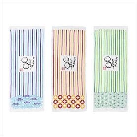 90枚 健康長寿フェイスタオル 多幸ストライプ柄