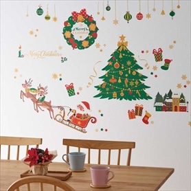 ウォールステッカー クリスマスツリー&トナカイ