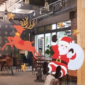 ウインドウステッカー 大 サンタ&トナカイ
