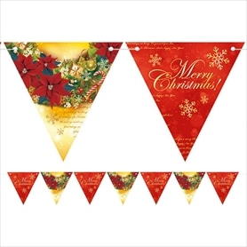 クリスマス三角フラッグガーランド リース(7連)