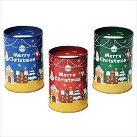 60個 クリスマスペン立て缶貯金箱