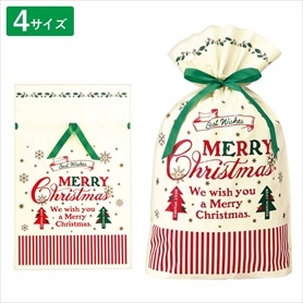 20枚 リボン付きギフトバッグ クラシカルクリスマス