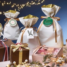 20枚 梨地リボン付きギフトバッグ ホワイト［ストエキオリジナル］