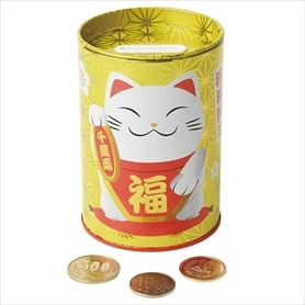 60個 ペン立て缶貯金箱<まねき猫>