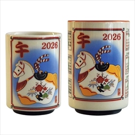 干支(午)湯呑
