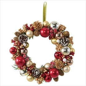 22cmボール クリスマスリース レッド×ゴールド